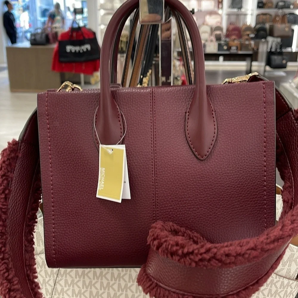 Michael Kors Mirella Small Pebbled Leather Shopper Top Zip Crossbody XBody NWT